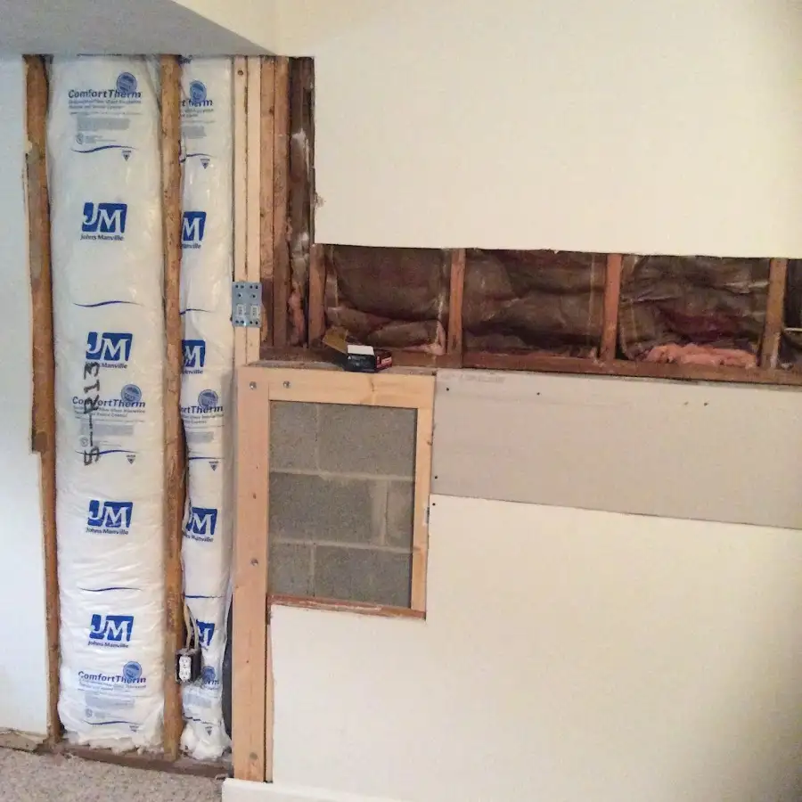 Wall insulation replacement during Basement Flood Cleanup in Kittery
